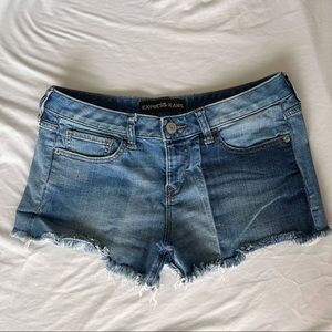 Express distressed denim shorts